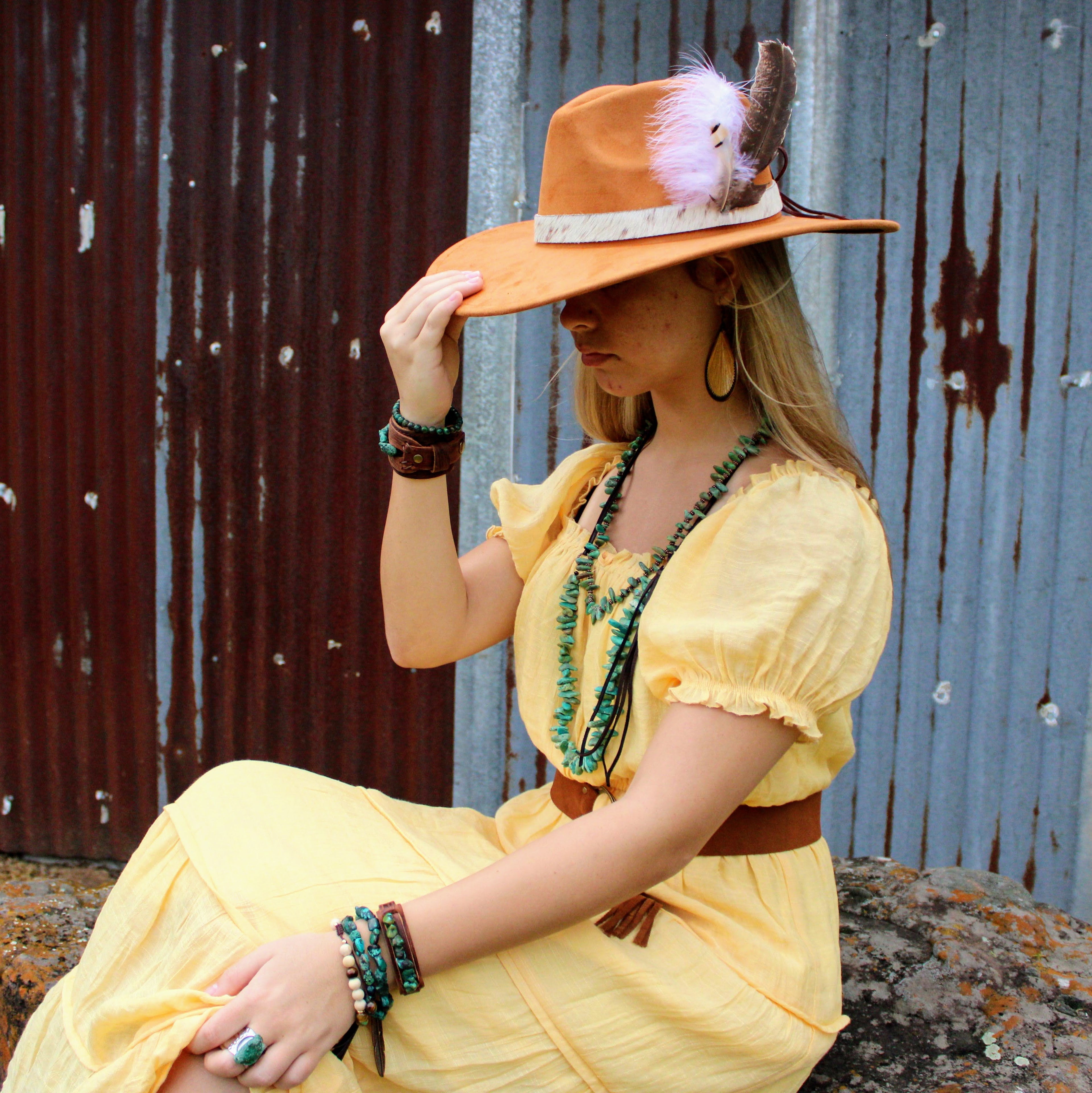 Large Woven Teardrop Earrings in Mustard 206a