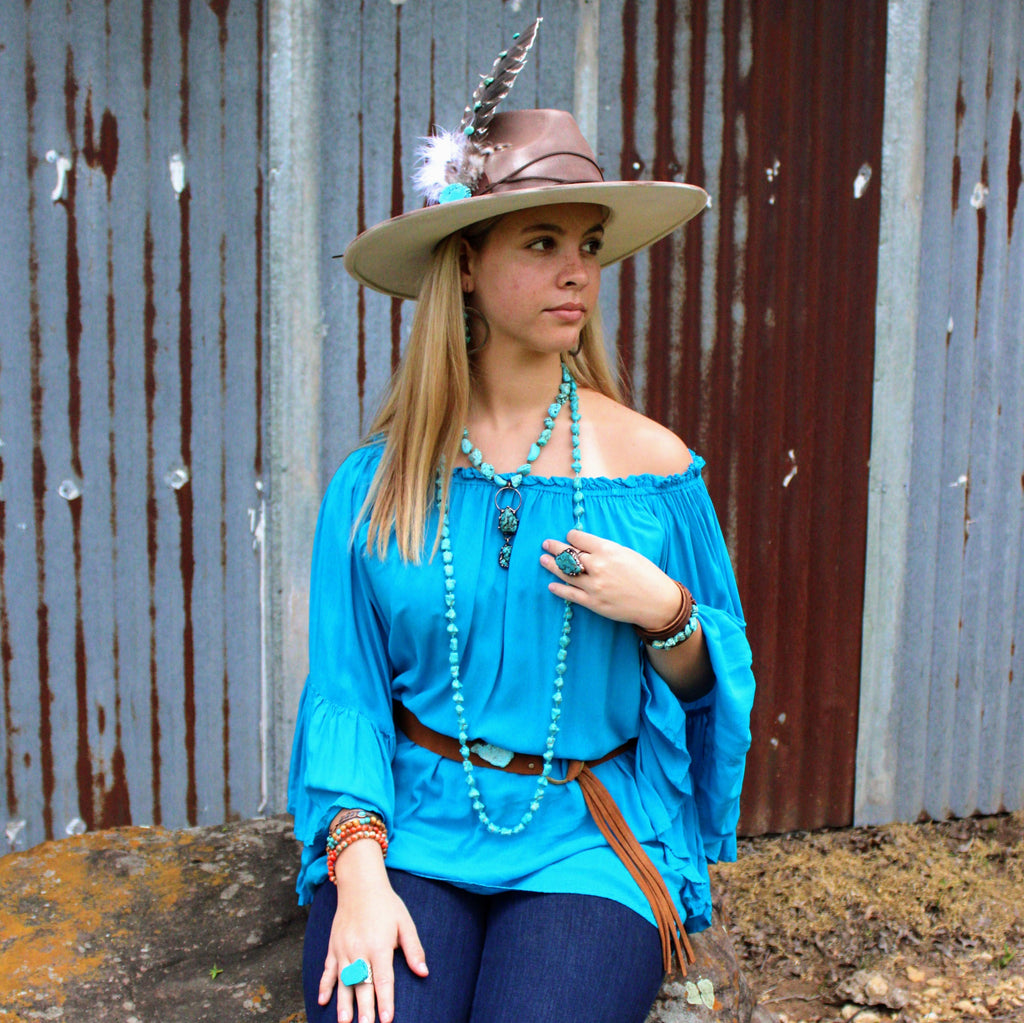 Blue Turquoise Necklace w/ Soldered Turquoise Pendant 259j