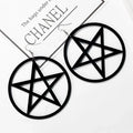 Large Black Pentacle Earrings