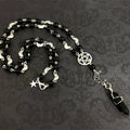 Pentacle Moon Onyx Bead Necklace