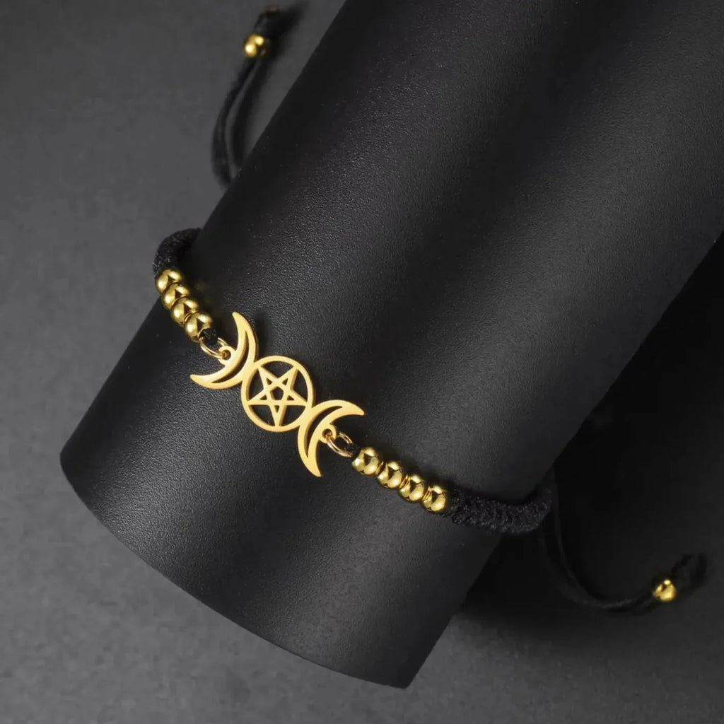 Triple Moon Pentacle Adjustable Bracelet