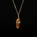 Crystal Hexagon Wire Wrap Gold Necklaces