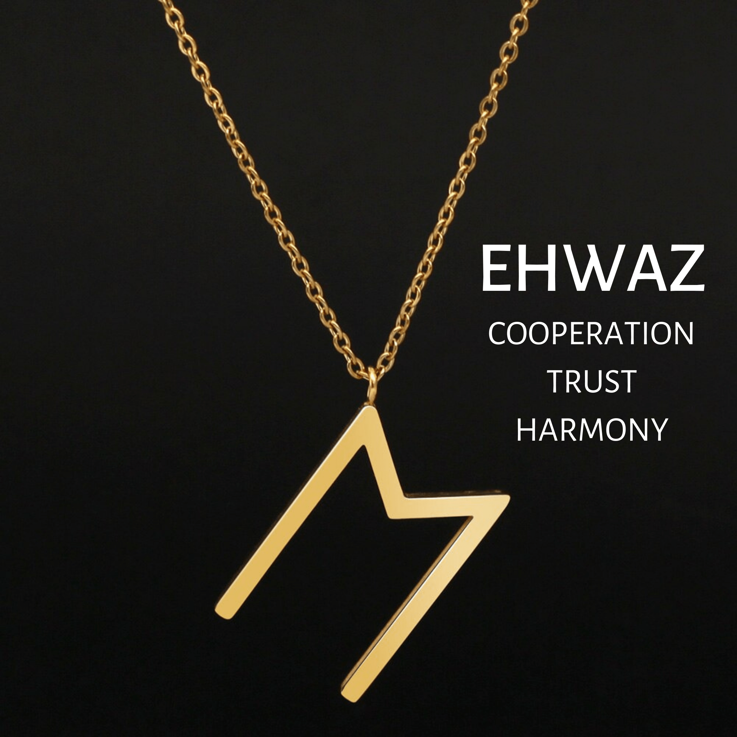Viking Runes Tunic Stainless Steel Gold Necklaces