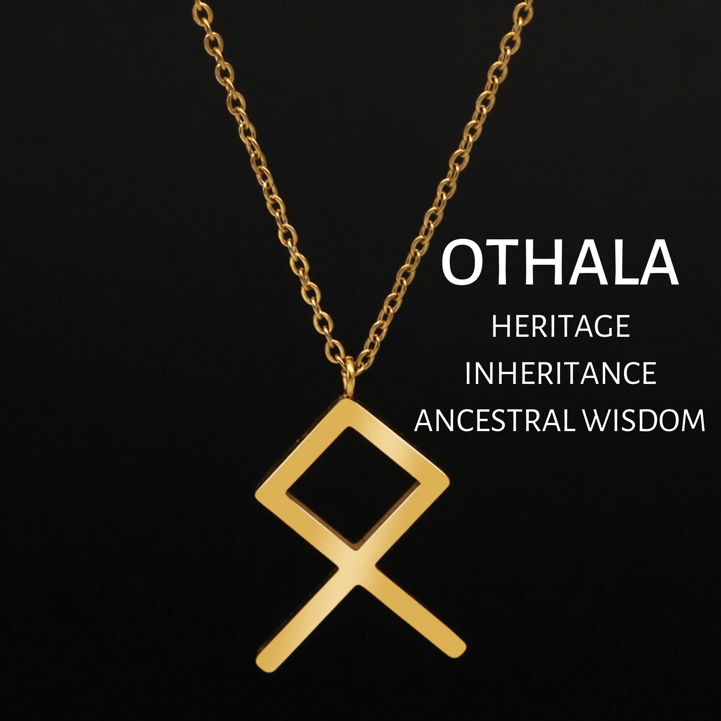 Viking Runes Tunic Stainless Steel Gold Necklaces