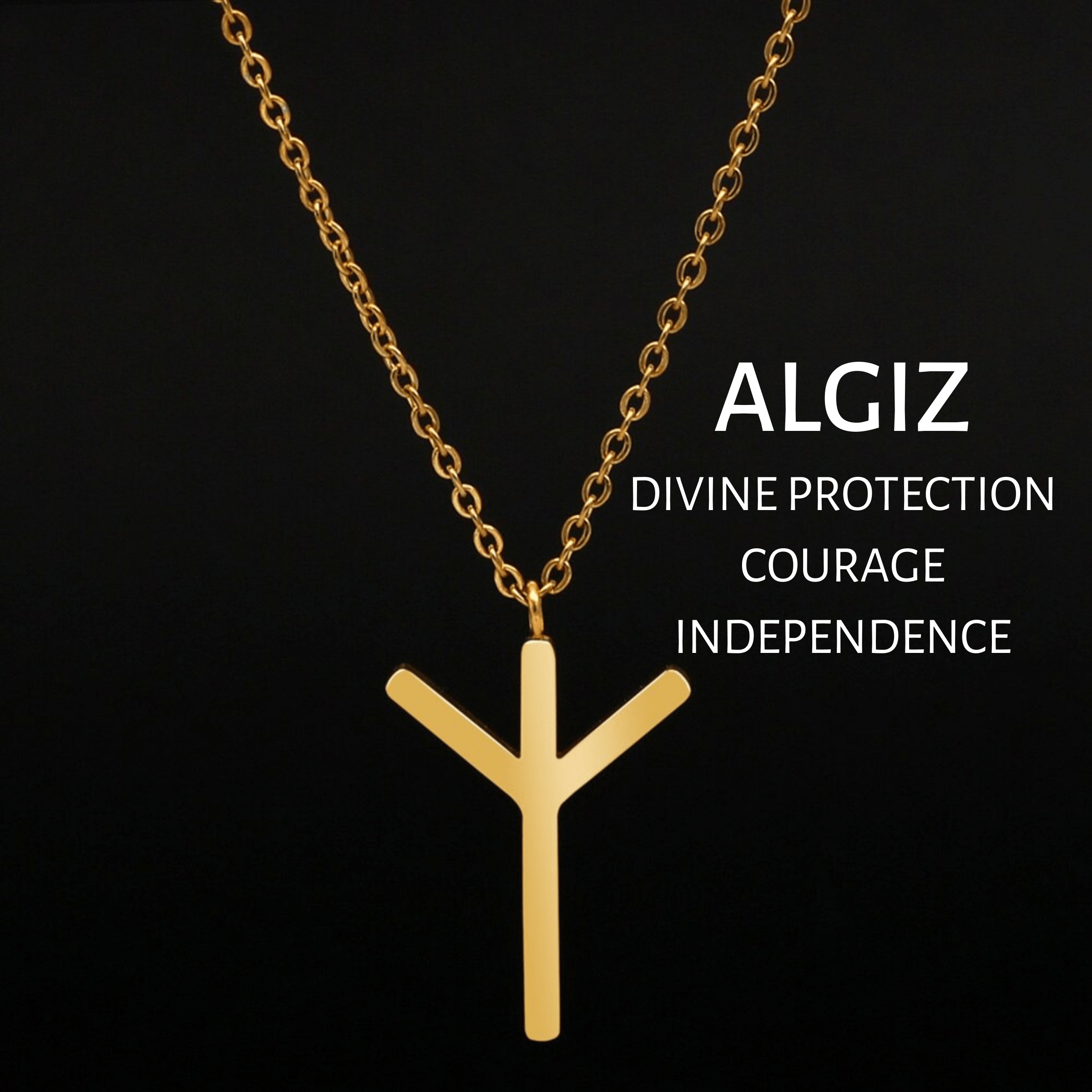 Viking Runes Tunic Stainless Steel Gold Necklaces