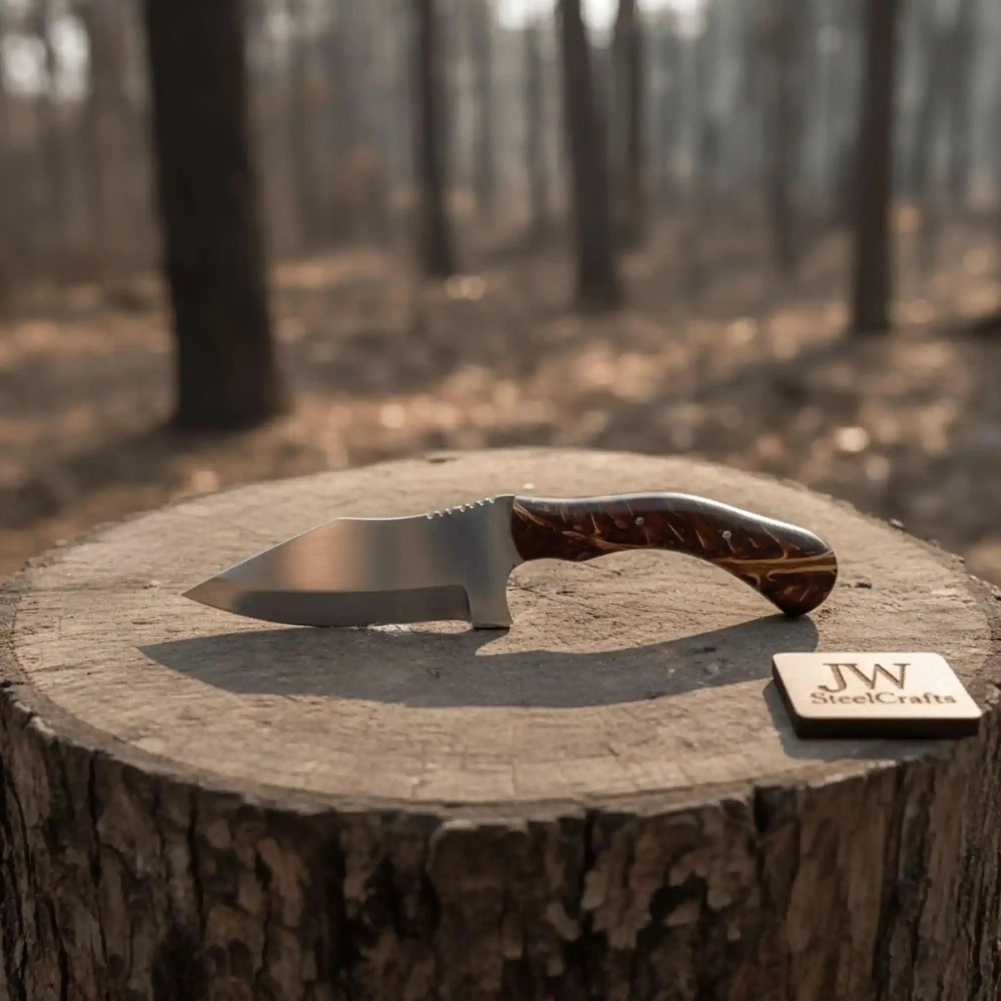 Handmade Stainless Steel Outdoor Knife – Red Swirl Resin Handle | Leather Sheath – JW SteelCrafts