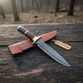 Sheffield Clip Point Damascus Bowie Knife with Rosewood Handle