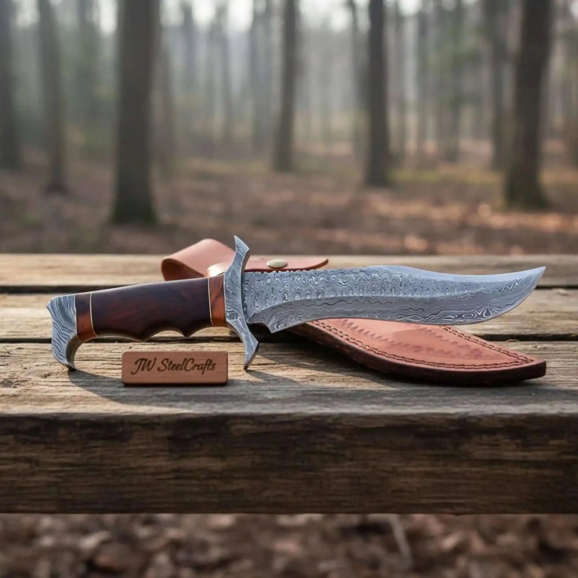 Frontier Bowie Knife Recurved Clip Point Damascus Steel with Coffin Handle and S Guard – JW SteelCrafts