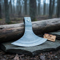 Damascus Steel Bearded Axe Head Blank – Hand Forged Viking Axe Head for Custom Handle Making