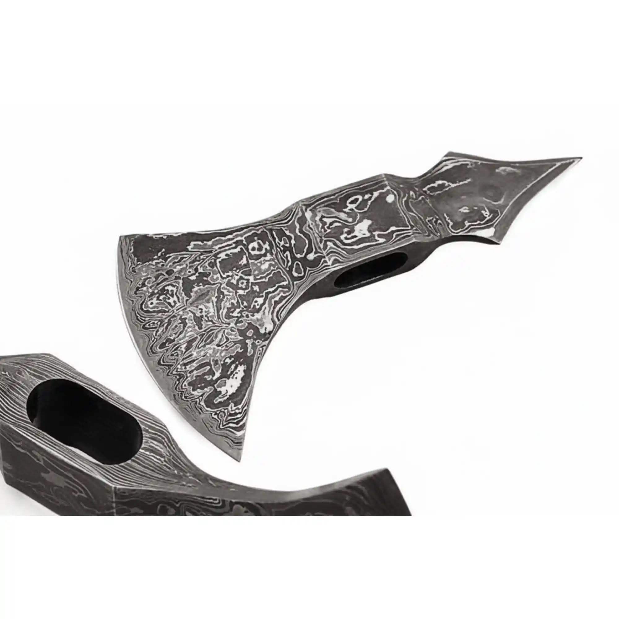 Hand-Forged Damascus Spike Poll Axe Head