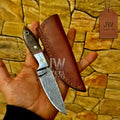 EDC Skinner Knife Damascus Steel, 6.5” Fixed Blade