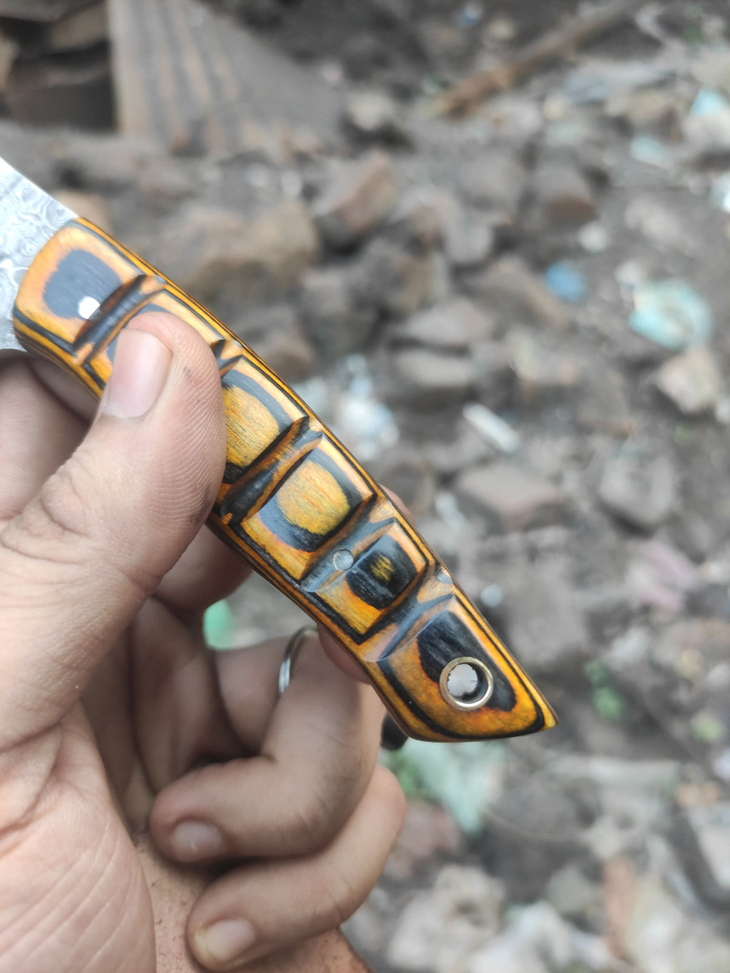 Handmade Damascus Mini EDC Knife — Everyday Carry Survival Tool