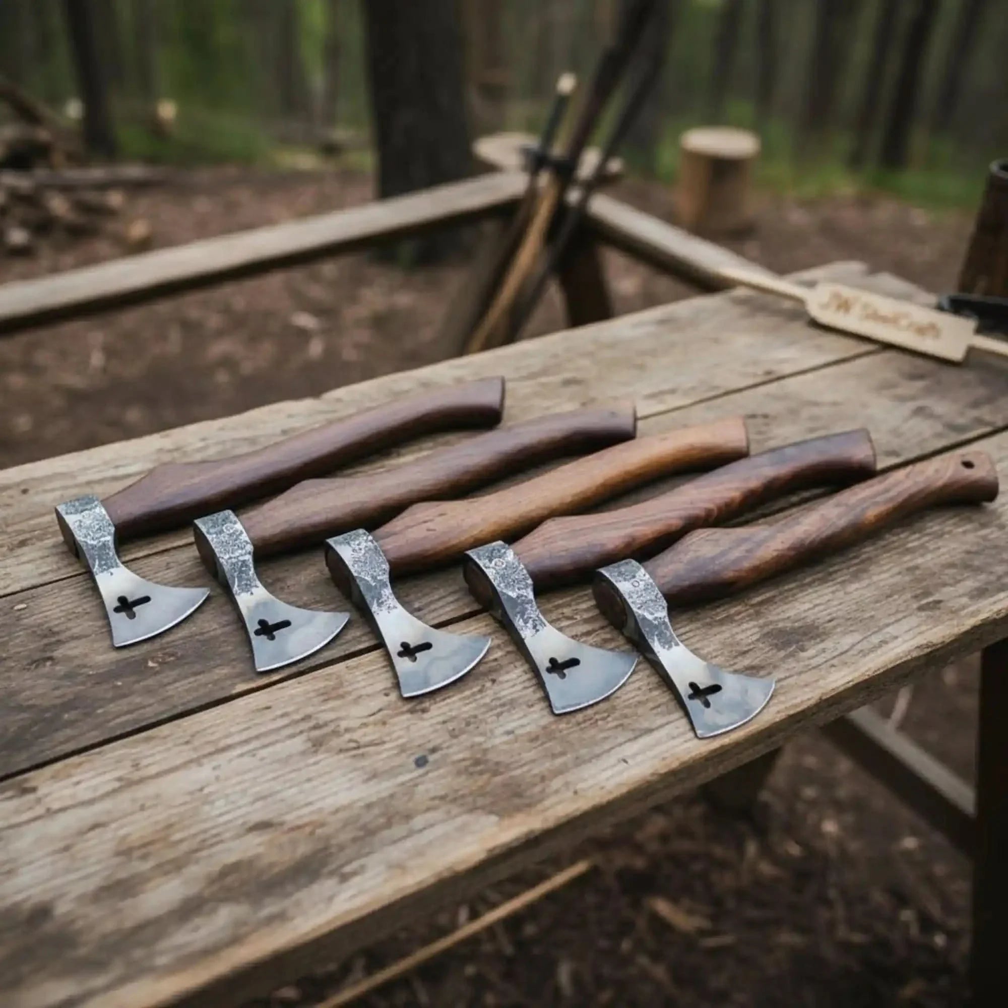 Compact Bearded Utility Hatchets with Decorative Cutout