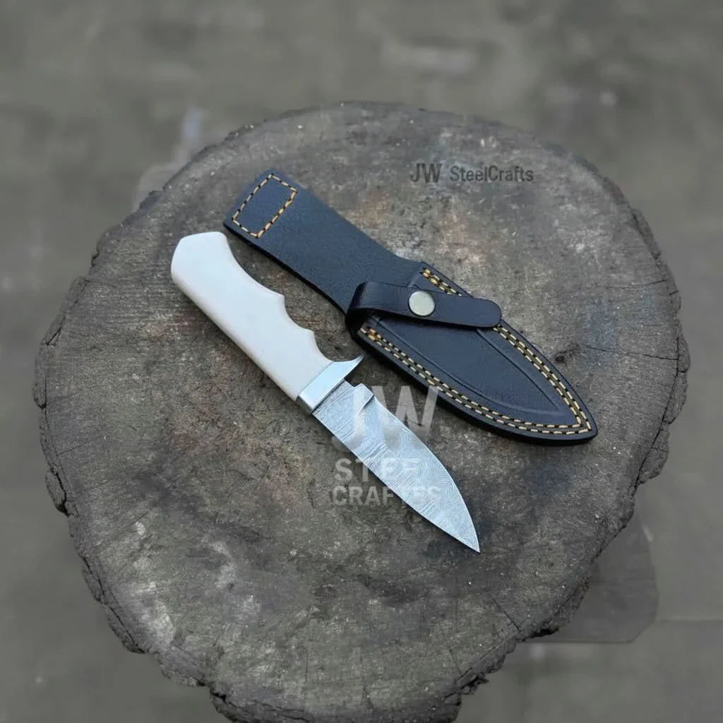 Handmade Damascus Outdoor Utility Knife – Multiple Handle Options