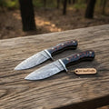 Feather Damascus Hunting Knife Set Fixed Blade