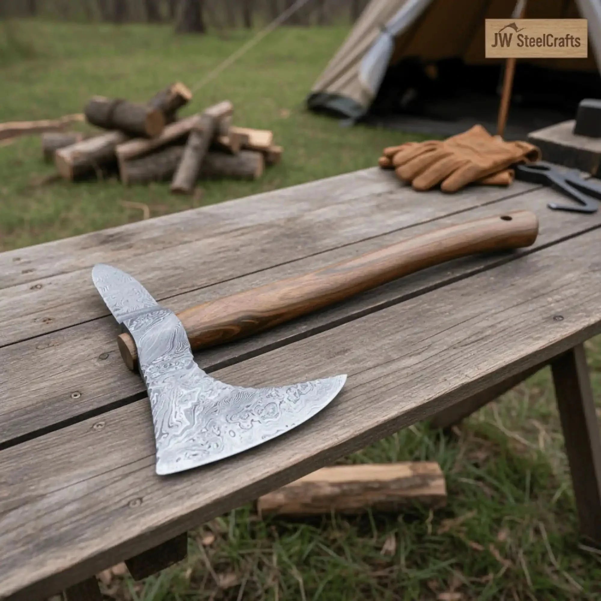 Traditional Scandinavian Bearded Axe with Hardwood Handle