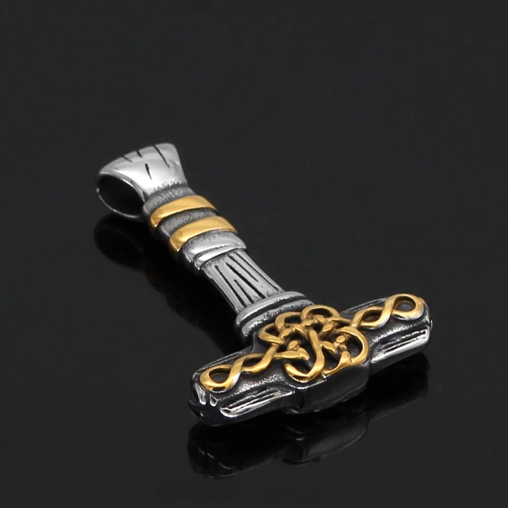 Vikings Mjolnir Celtic Knot Stainless Steel Necklace