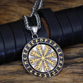 Vikings Helm of Awe Runic Stainless Steel Necklace