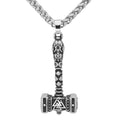 Vikings Valknut Thor Hammer Stainless Steel Necklace