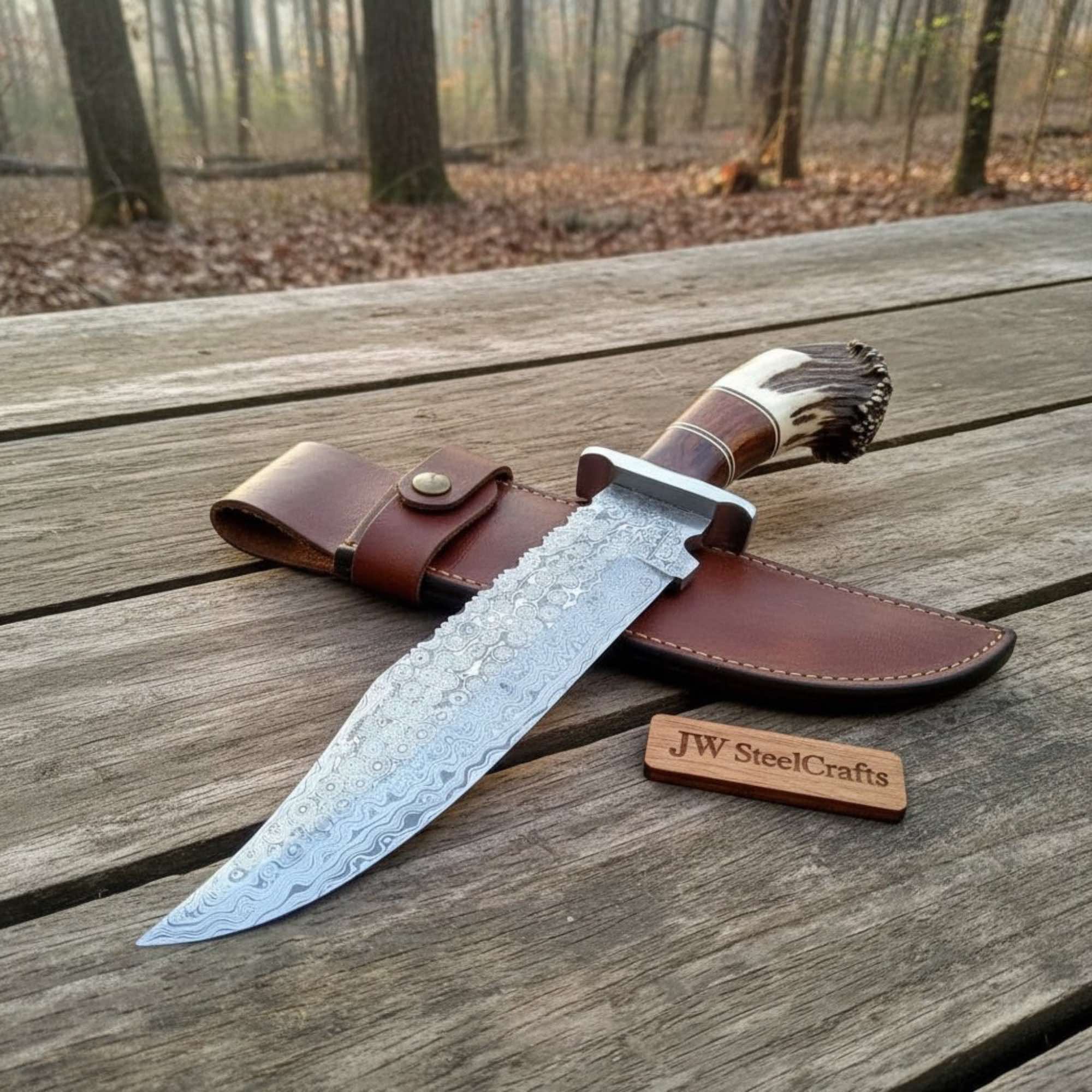 Sheffield Clip Point Bowie Knife High Polish Blade Handmade Fixed Blade Knife with Modern Handle JW SteelCrafts