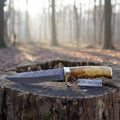 Sheffield Style Bowie Knife Damascus Clip Point Blade Brass Guard Bone Handle Handmade Fixed Blade