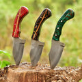 Acid Washed High Carbon Steel Knife – Pinecone Resin Handle (Green, Black, Red) | JW SteelCrafts