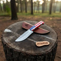 USA Handle Outdoor Knife – Handcrafted Damascus Steel Blade | Leather Sheath | JW SteelCrafts