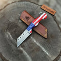 American Flag Handle Damascus Tanto Knife | JW SteelCrafts