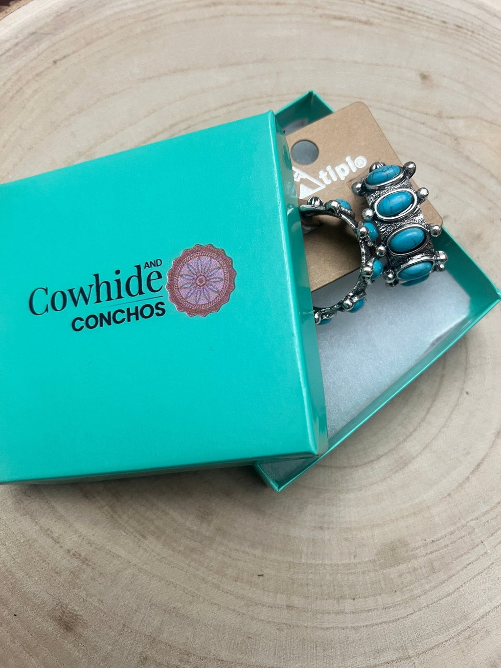 Western Faux Turquoise Small Hoop Earrings