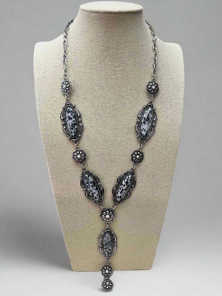 White Buffalo Style Western Lariat - 24" Statement Necklace