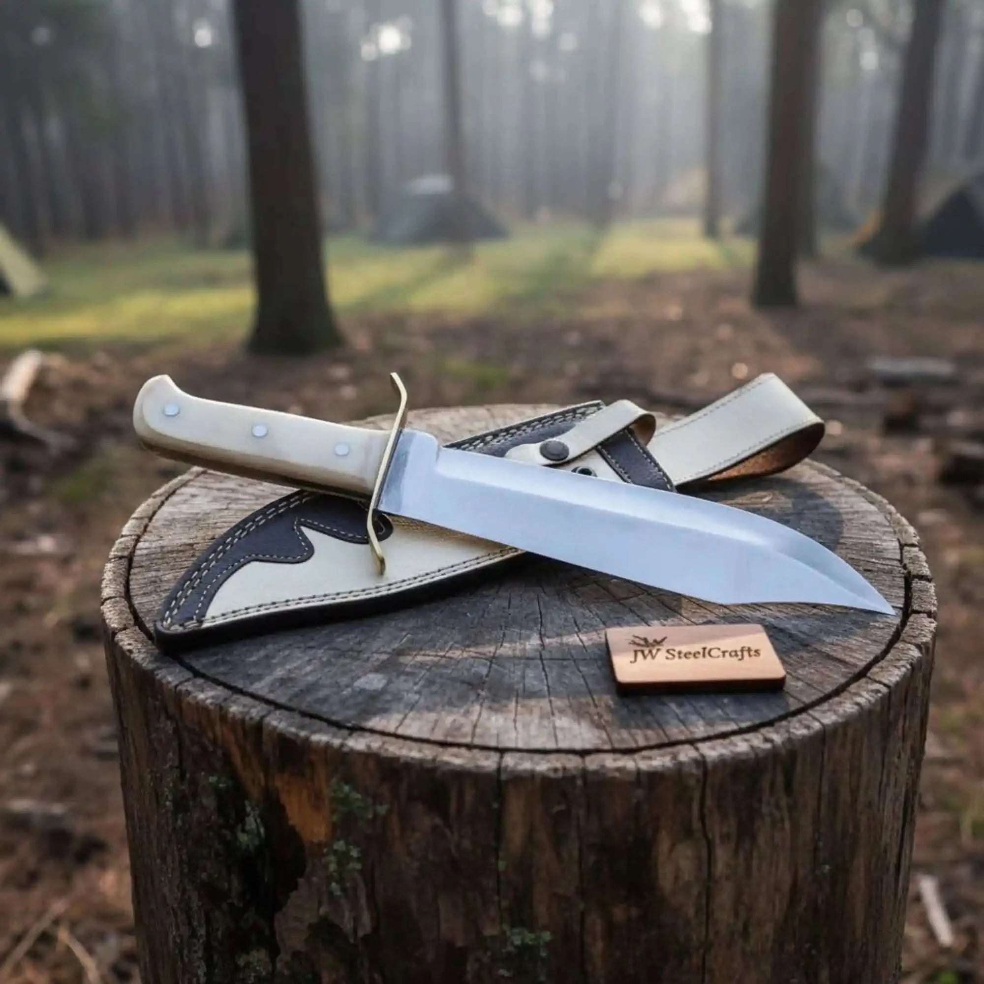 Handmade Sheffield Clip Point Bowie Knife, Polished Steel, Brass Guard