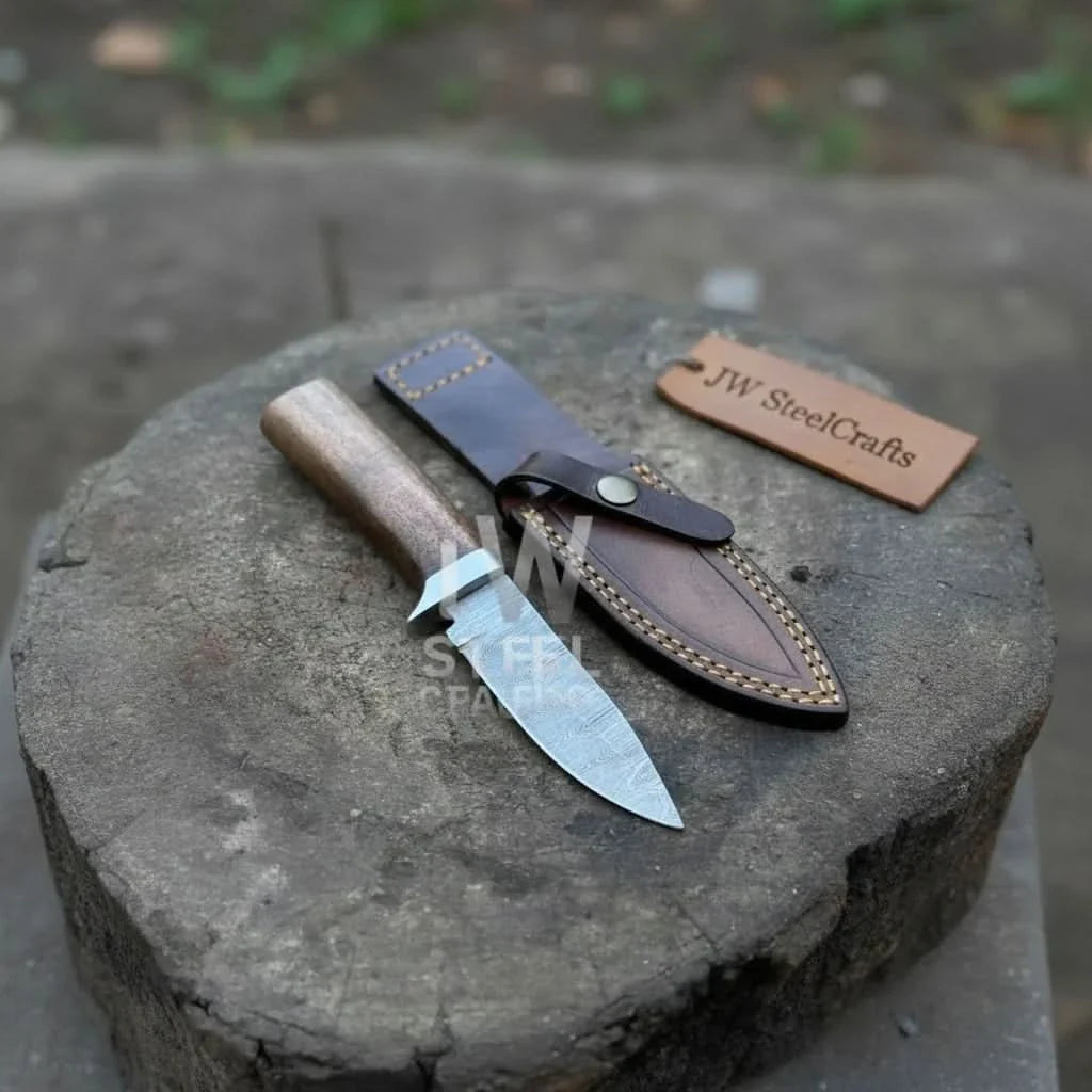 Handmade Damascus Outdoor Utility Knife – Multiple Handle Options